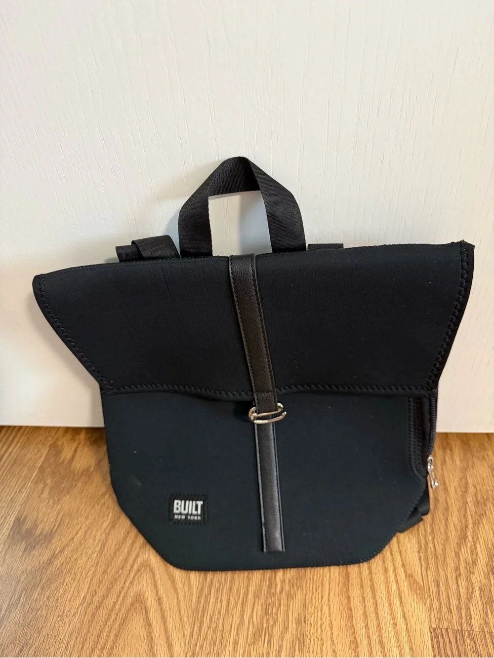 BUILT NEW YORK neoprene city backpack w/ inside and outside pockets. Pink inside